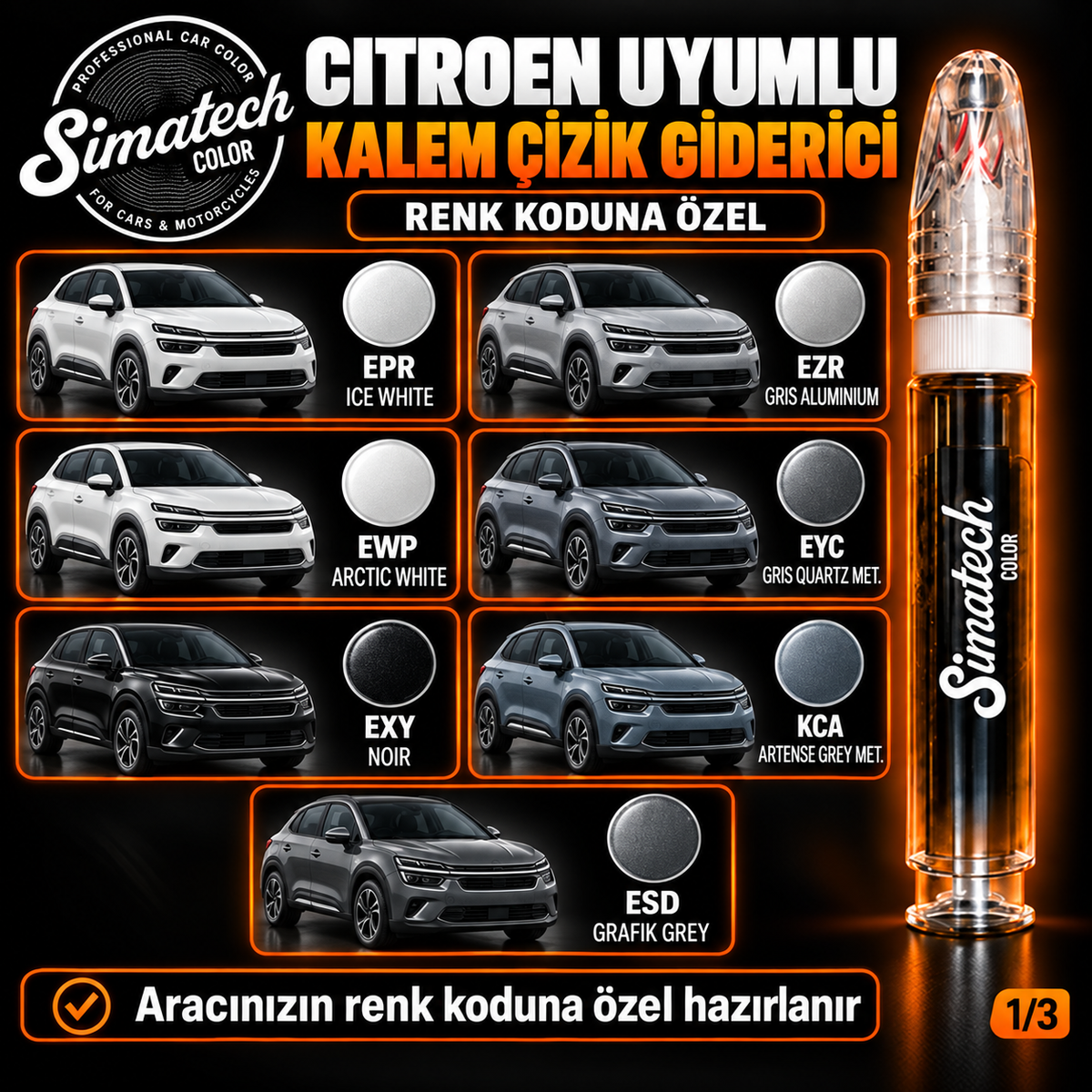 SimatechColor Citroen Uyumlu Kalem Çizik Giderici