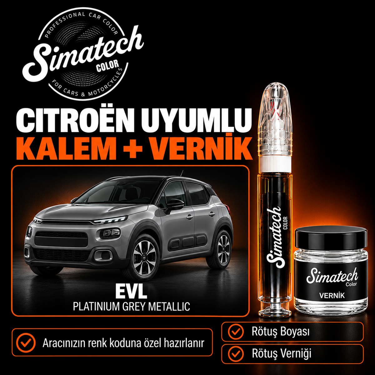 SimatechColor Citroen Uyumlu Rötuş Kalemi + Vernik