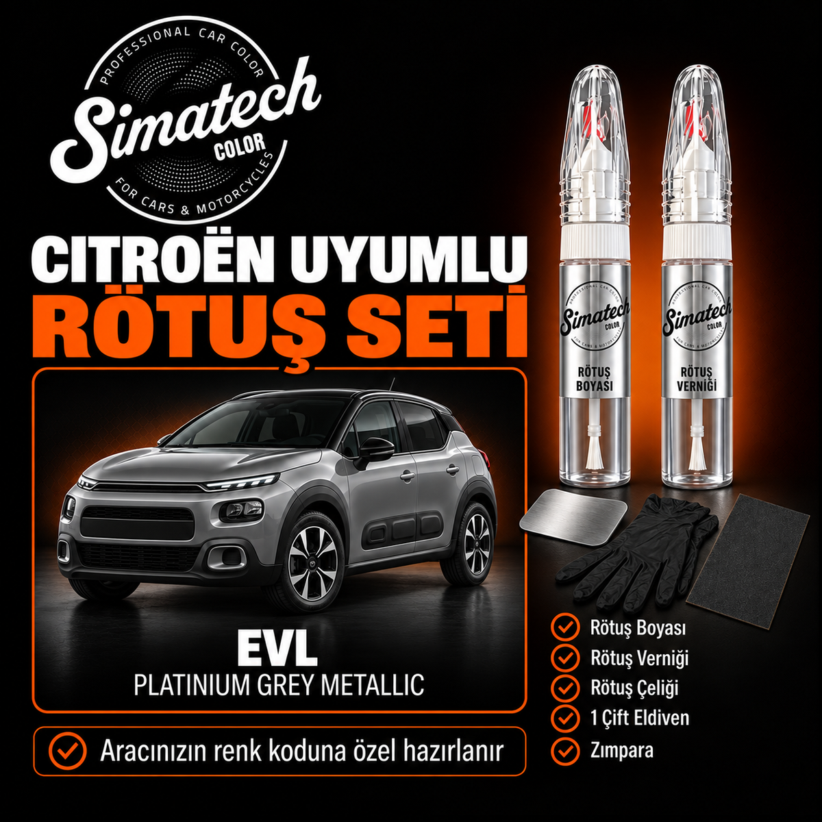 SimatechColor Citroen Uyumlu Çizik Giderici Rötuş Seti