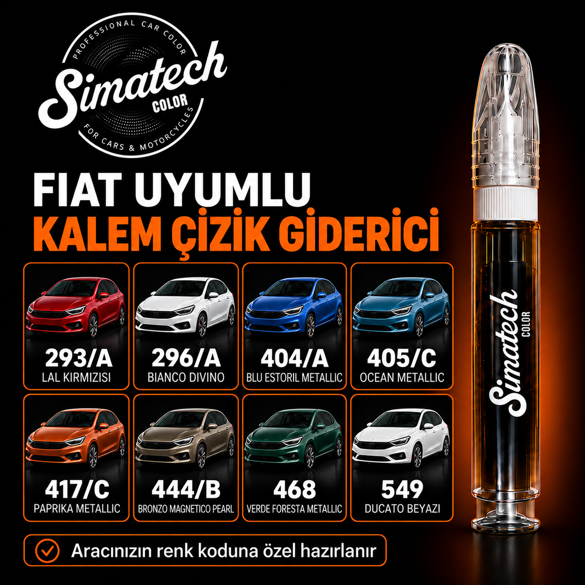 SimatechColor Fiat Uyumlu Çizik Giderici Rötuş Kalemi