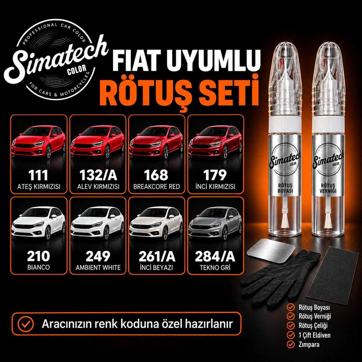 SimatechColor Fiat Uyumlu Çizik Giderici Rötuş Seti