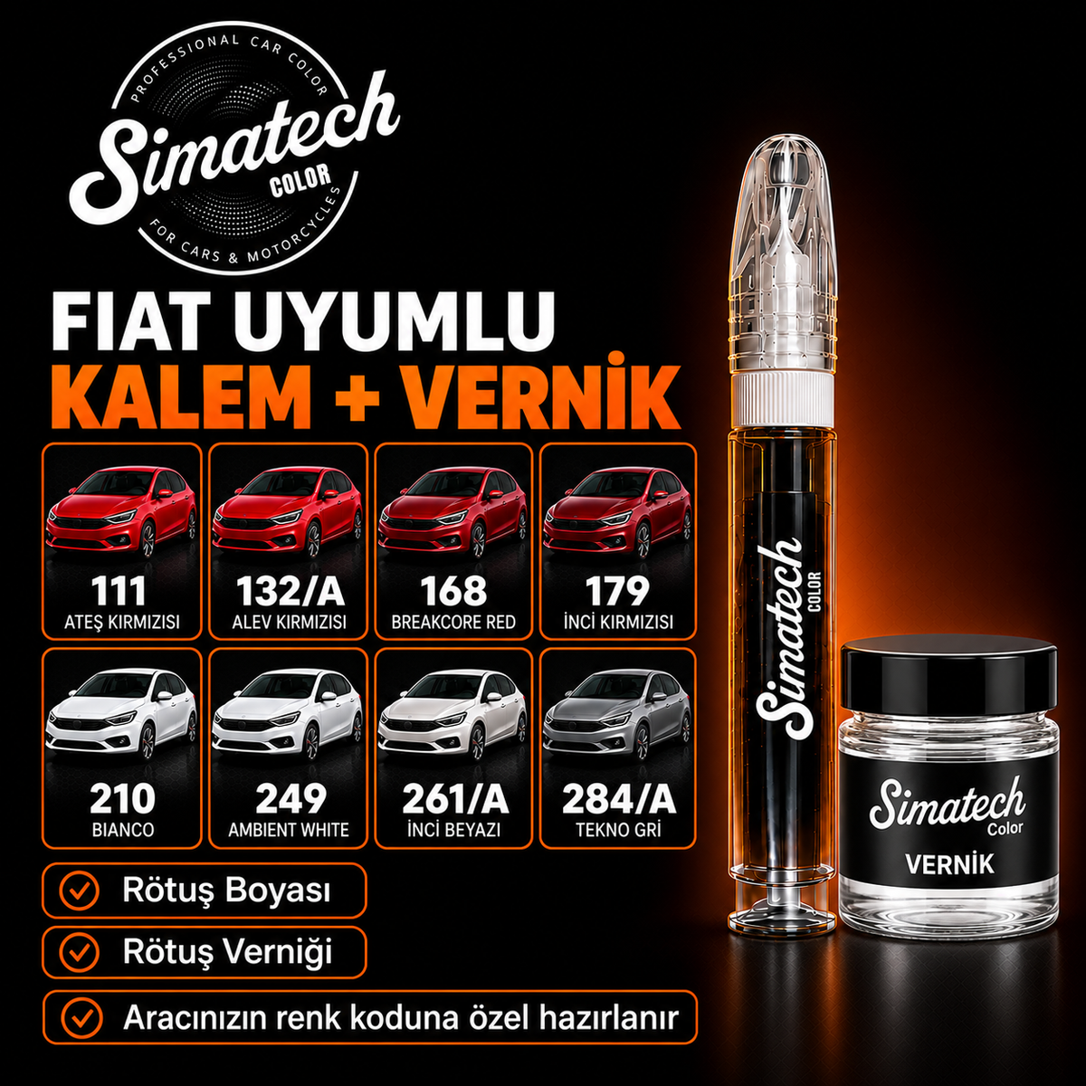SimatechColor Fiat Uyumlu Rötuş Kalemi + Vernik