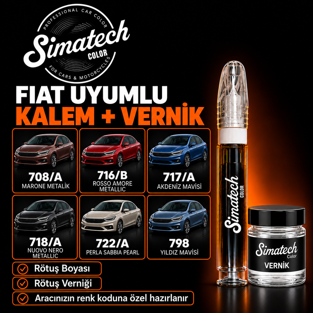 SimatechColor Fiat Uyumlu Rötuş Kalemi + Vernik