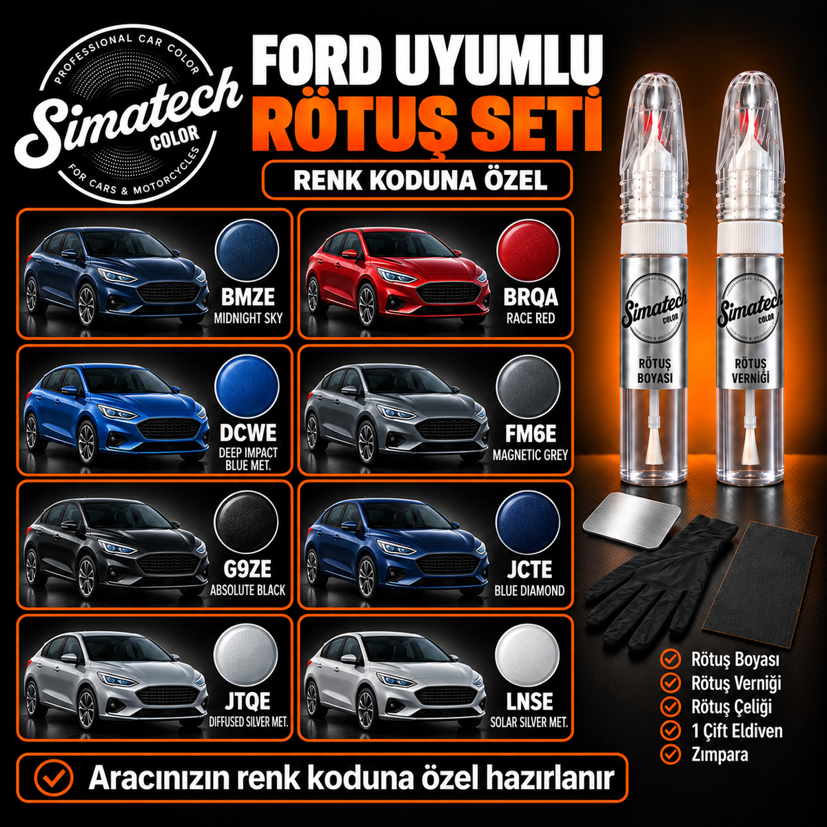 SimatechColor Ford Uyumlu Çizik Giderici Rötuş Seti
