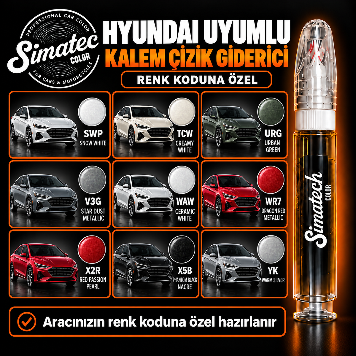 SimatechColor Hyundai Uyumlu Çizik Giderici Rötuş Kalemi