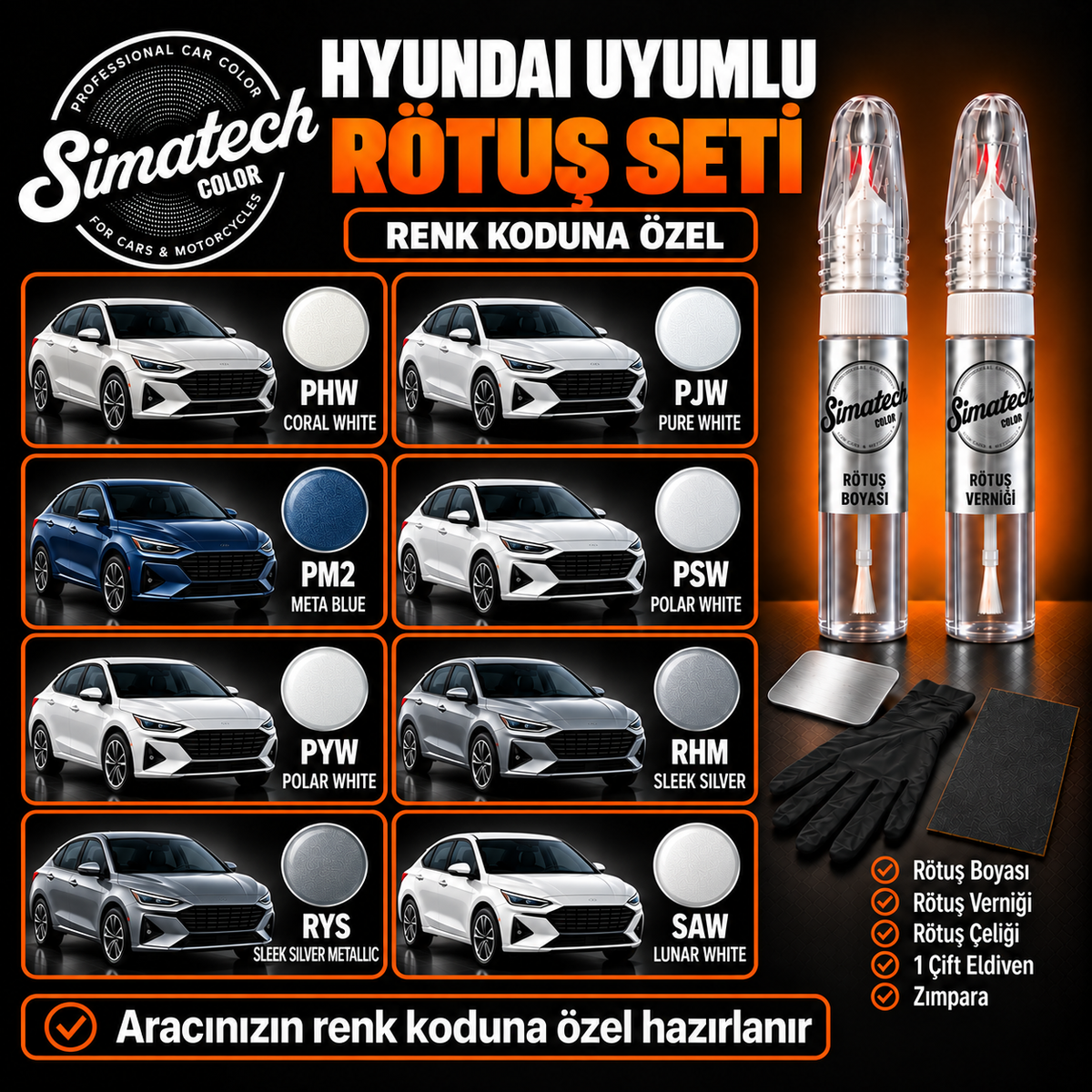 SimatechColor Hyundai Uyumlu Çizik Giderici Rötuş Seti