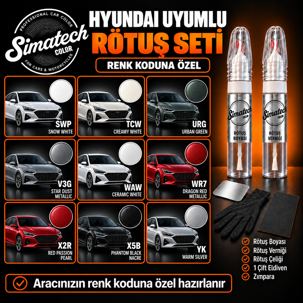 SimatechColor Hyundai Uyumlu Çizik Giderici Rötuş Seti