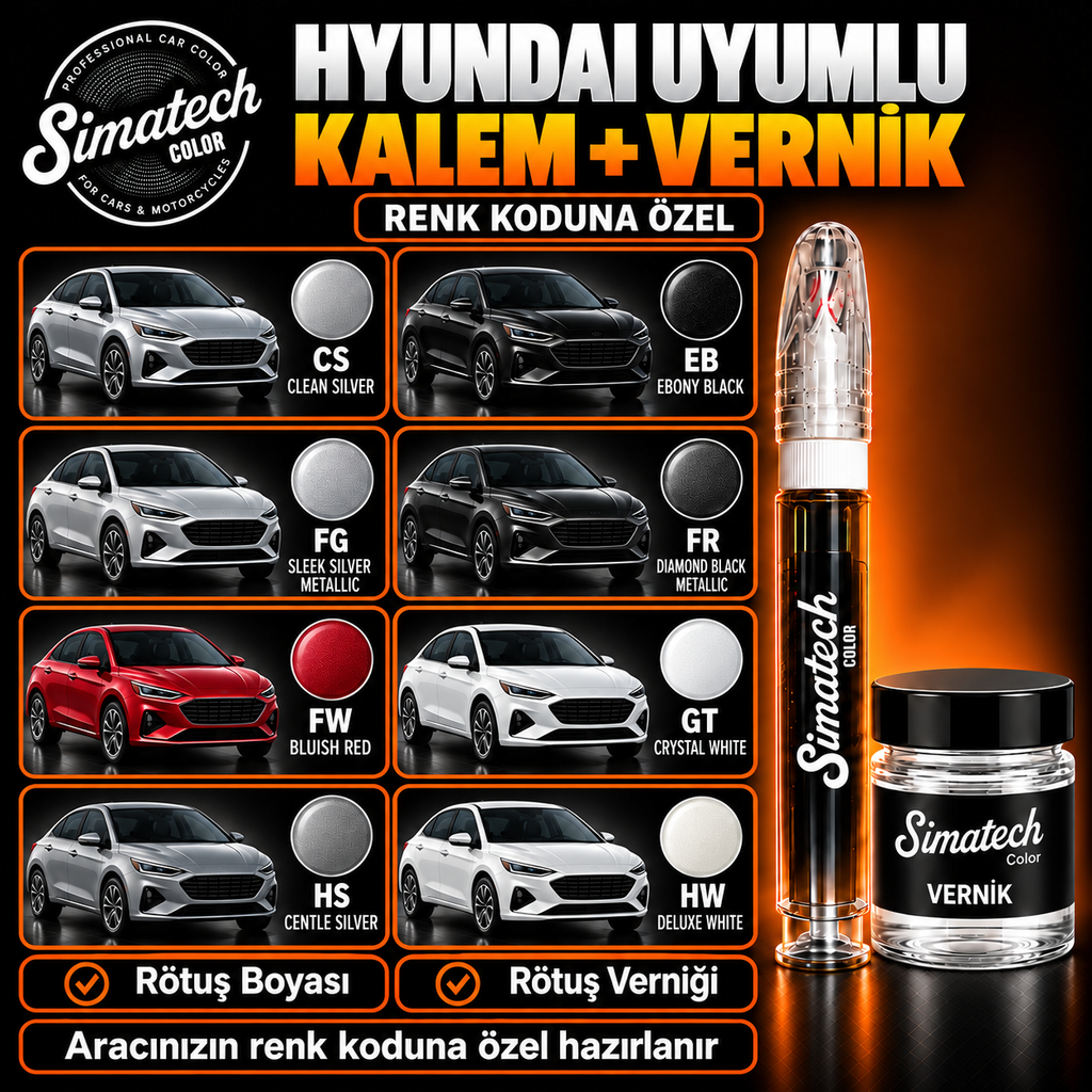 SimatechColor Hyundai Uyumlu Rötuş Kalemi + Vernik
