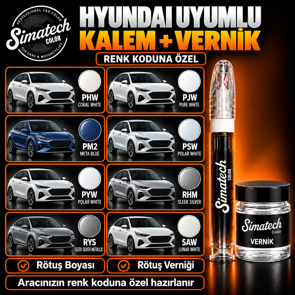 SimatechColor Hyundai Uyumlu Rötuş Kalemi + Vernik