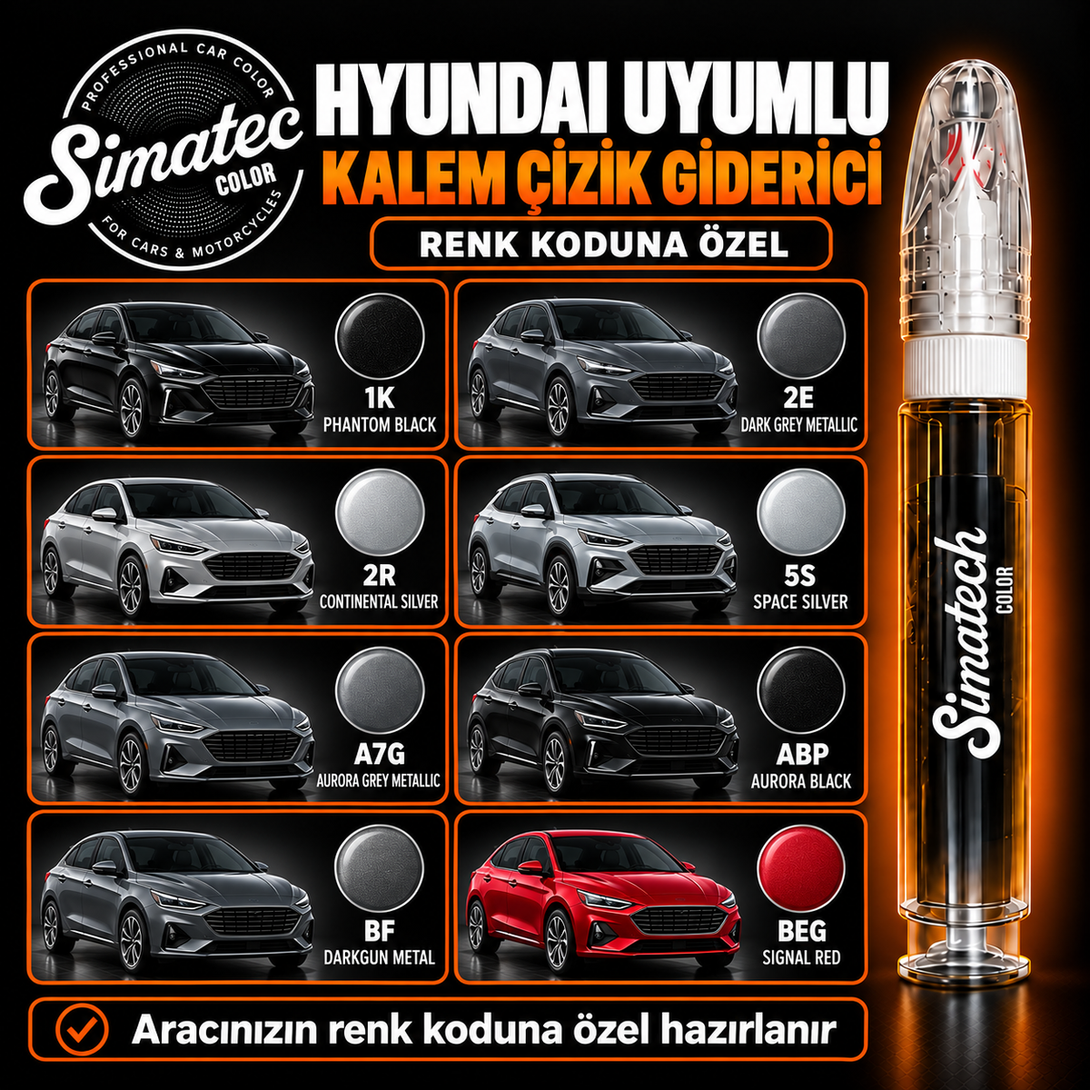 SimatechColor Hyundai Uyumlu Çizik Giderici Rötuş Kalemi