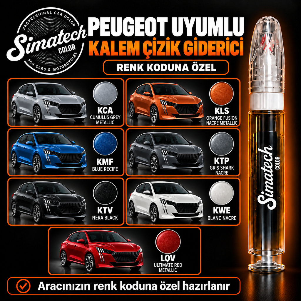 SimatechColor Peugeot Uyumlu Çizik Giderici Rötuş Kalemi