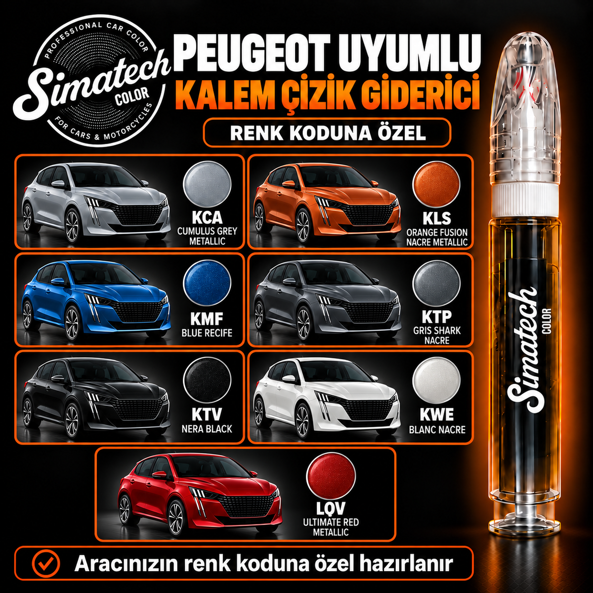 SimatechColor Peugeot Uyumlu Çizik Giderici Rötuş Kalemi