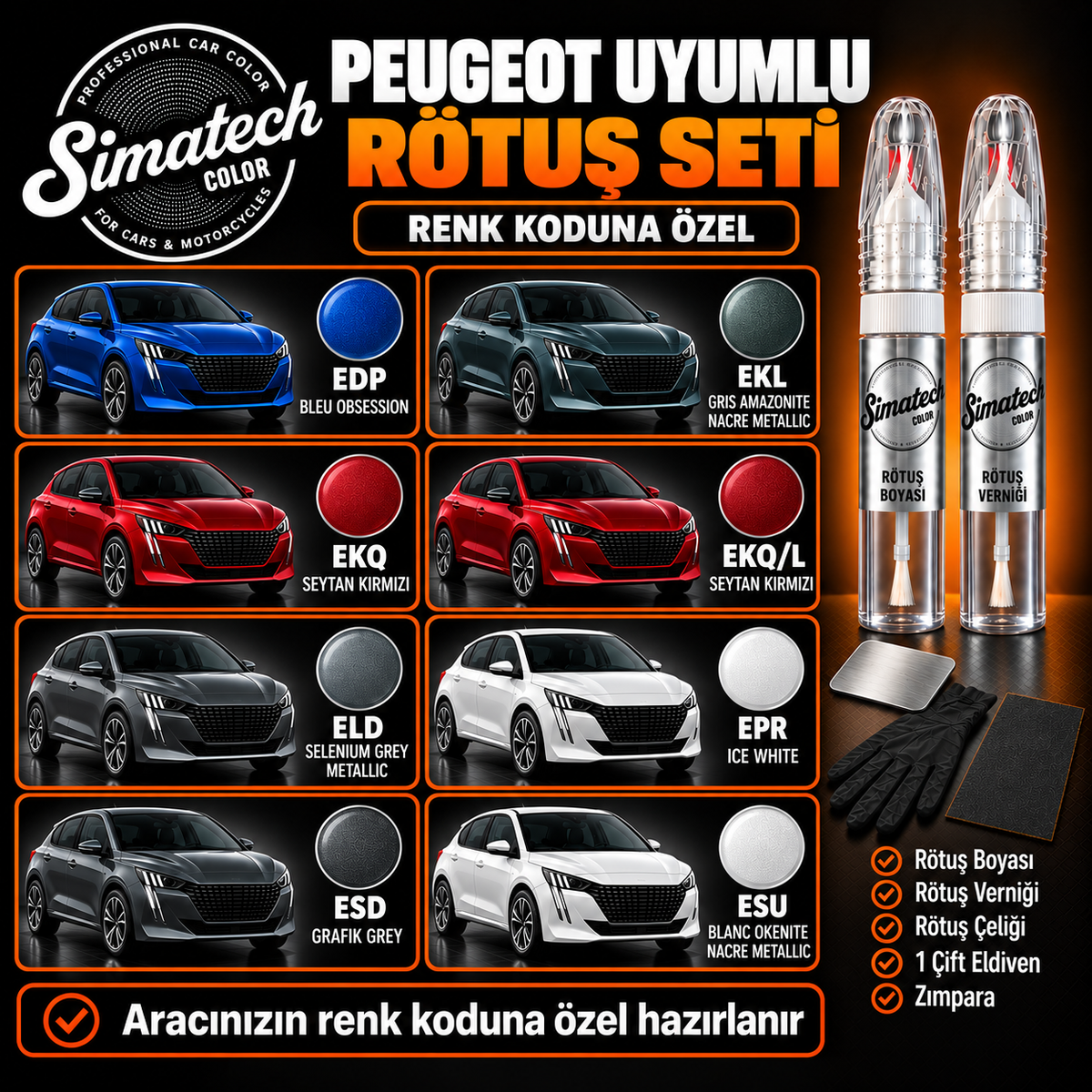 SimatechColor Peugeot Uyumlu Big Boss Box Rötuş Seti