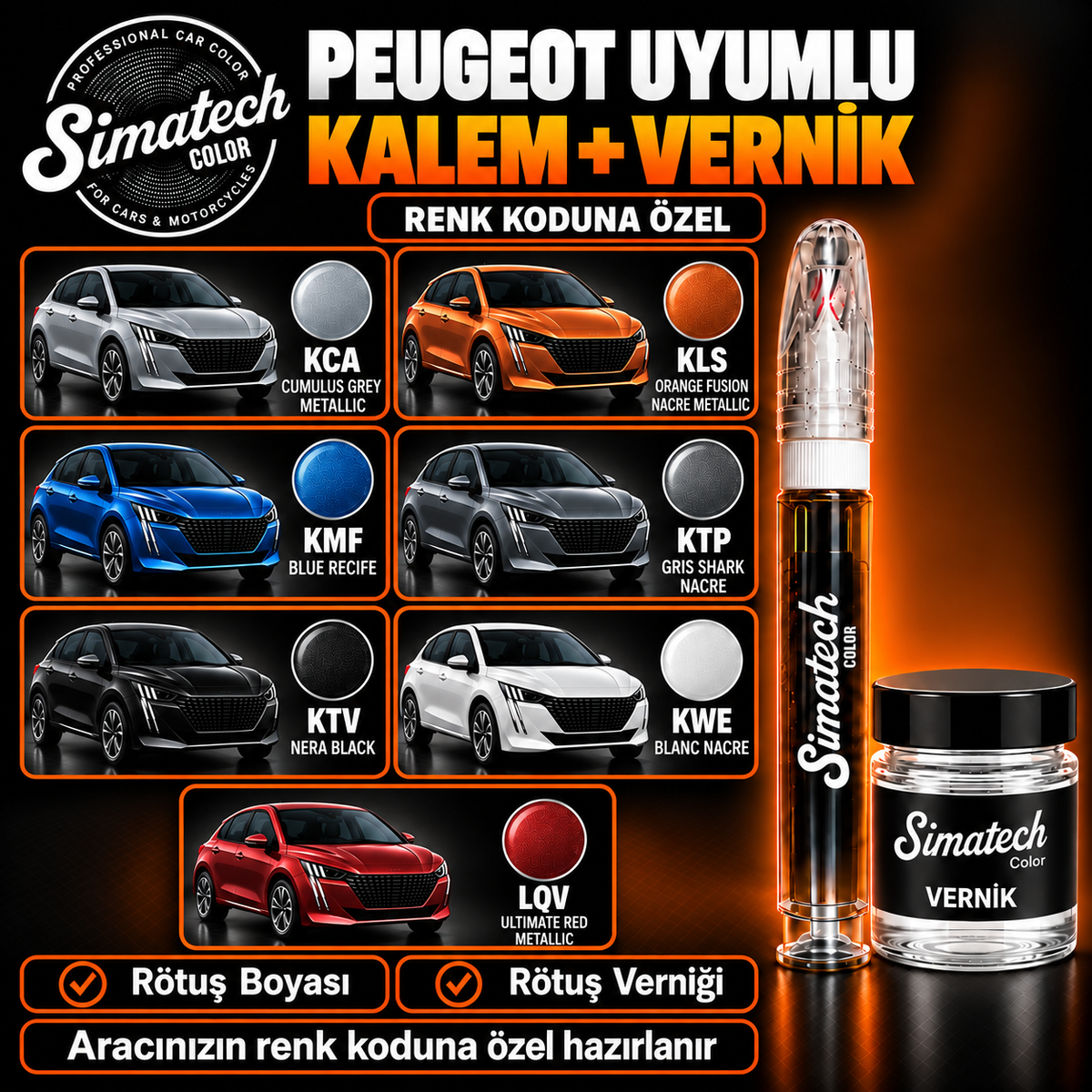 Peugeot LQV ULTIMATE RED METALLIC rötuş boyası paketleri