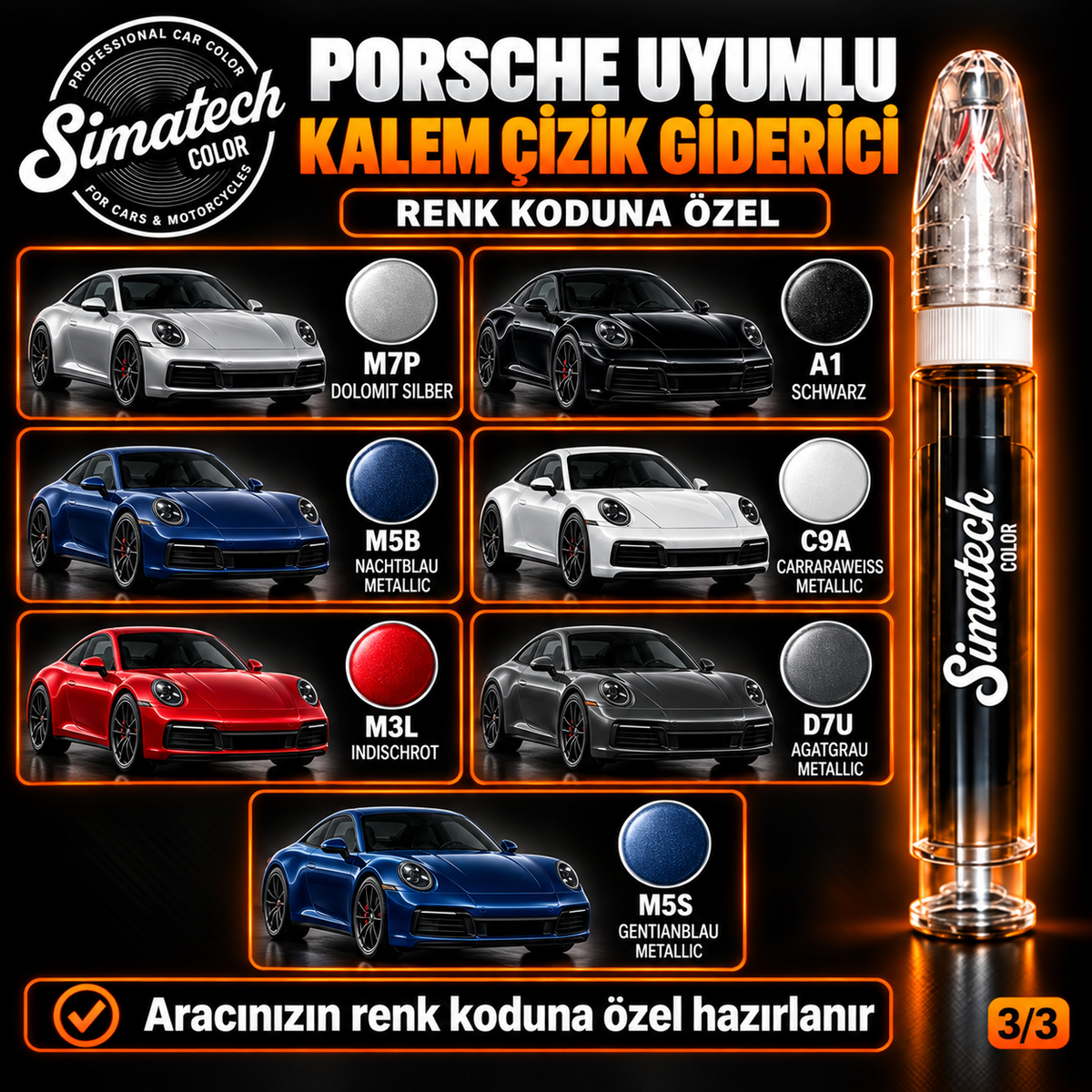 SimatechColor Porsche Uyumlu Kalem Çizik Giderici