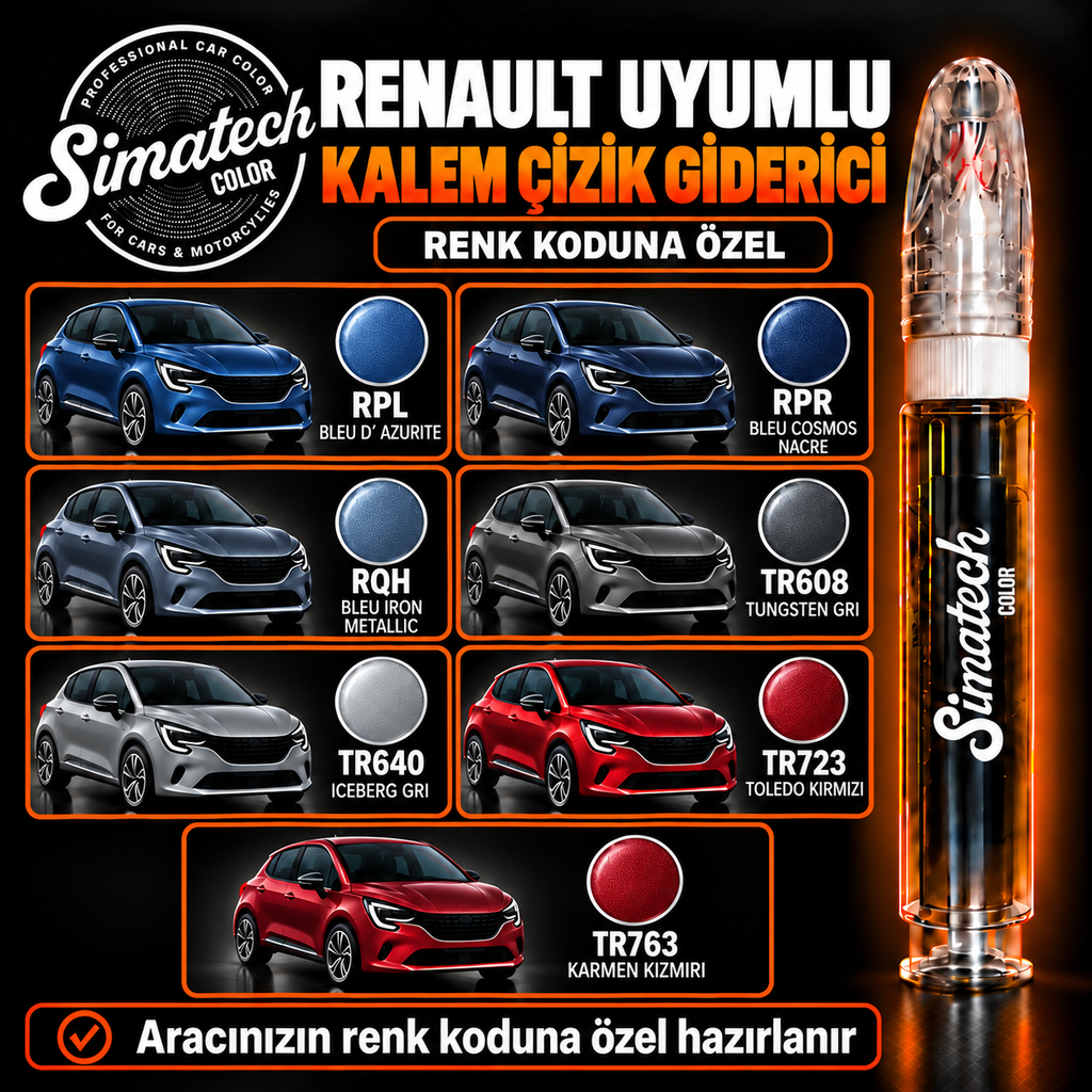 SimatechColor Renault Uyumlu Çizik Giderici Rötuş Kalemi