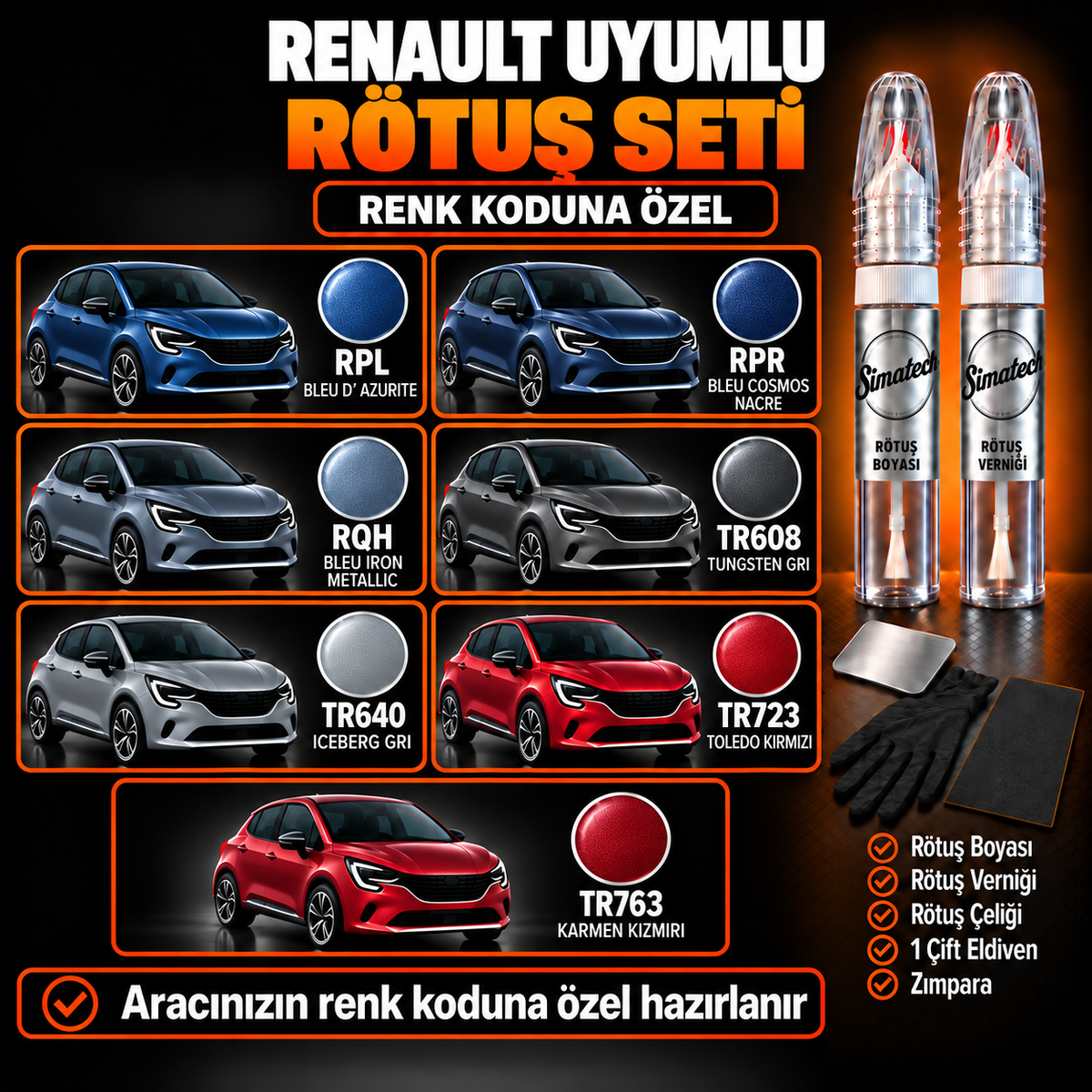 SimatechColor Renault Uyumlu Mini Polish Box Seti