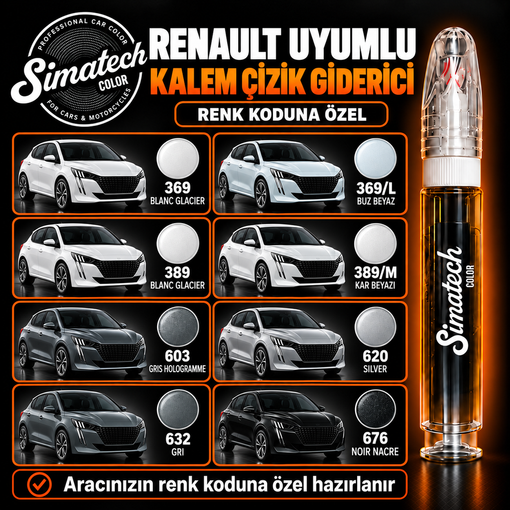 SimatechColor Renault Uyumlu Çizik Giderici Rötuş Kalemi