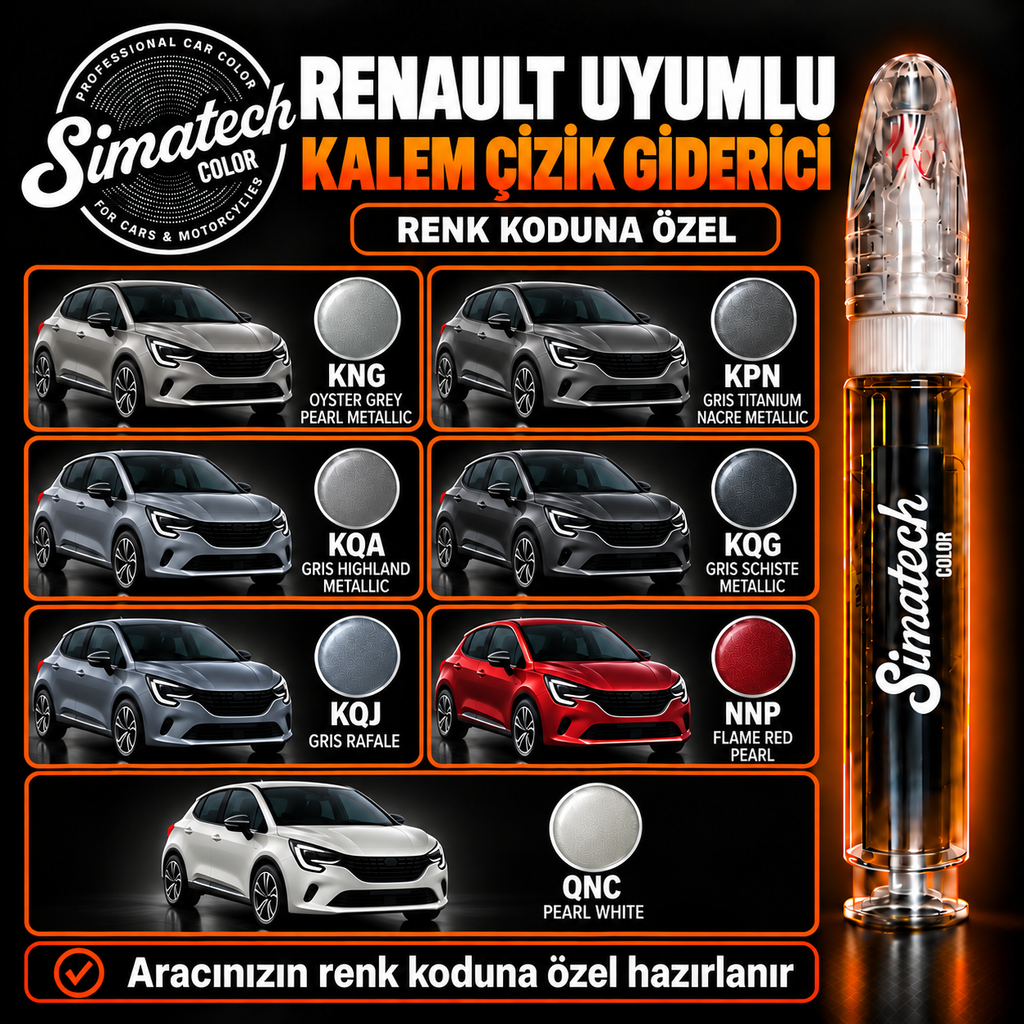 SimatechColor Renault Uyumlu Çizik Giderici Rötuş Kalemi