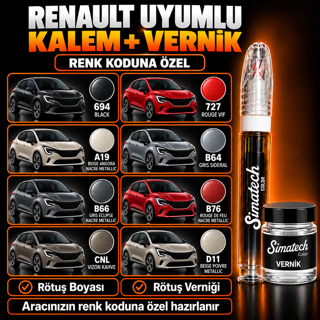 SimatechColor Renault Uyumlu Rötuş Kalemi + Vernik