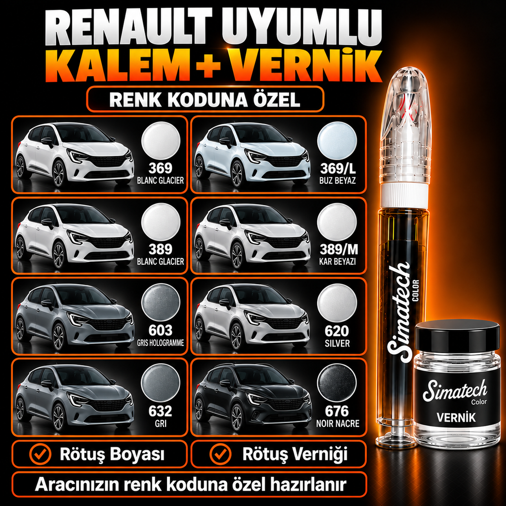 SimatechColor Renault Uyumlu Rötuş Kalemi + Vernik