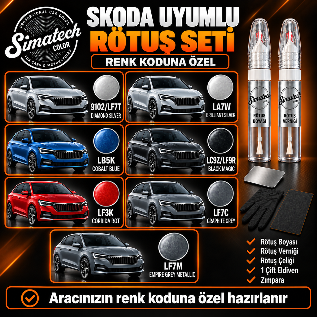 SimatechColor Skoda Uyumlu Çizik Giderici Rötuş Seti