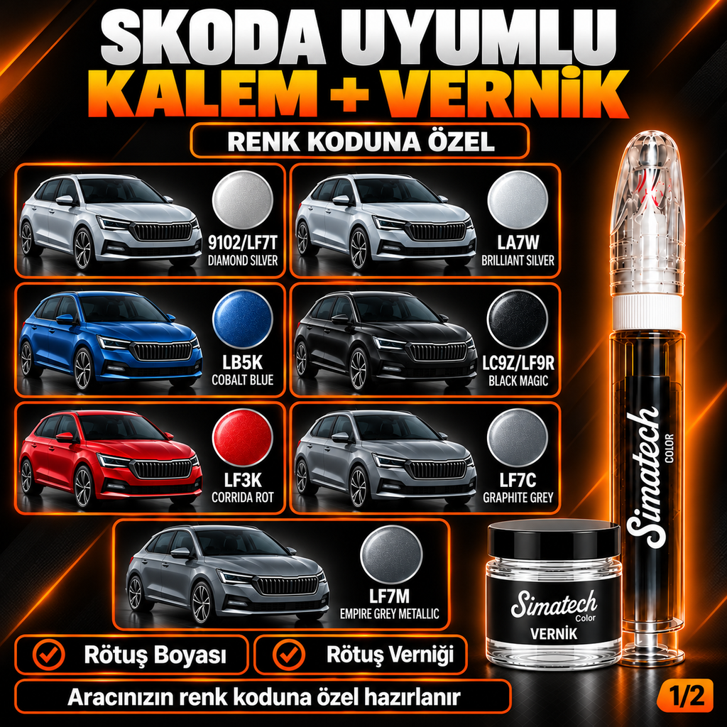 SimatechColor Skoda Uyumlu Rötuş Kalemi + Vernik