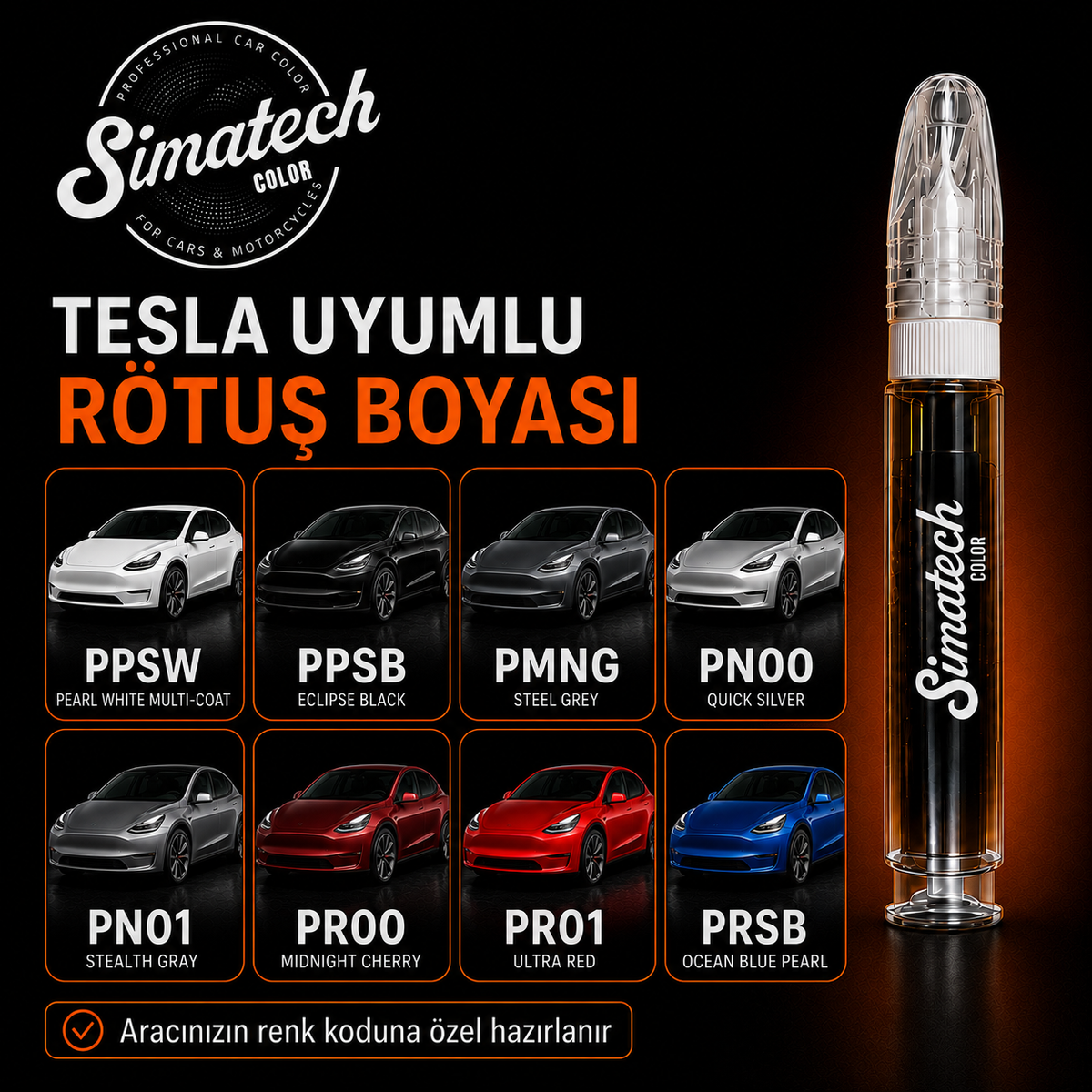 SimatechColor Tesla Uyumlu Çizik Giderici Rötuş Kalemi