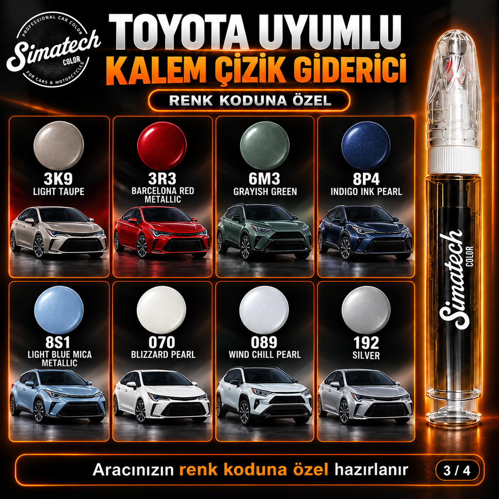 SimatechColor Toyota Uyumlu Çizik Giderici Rötuş Kalemi