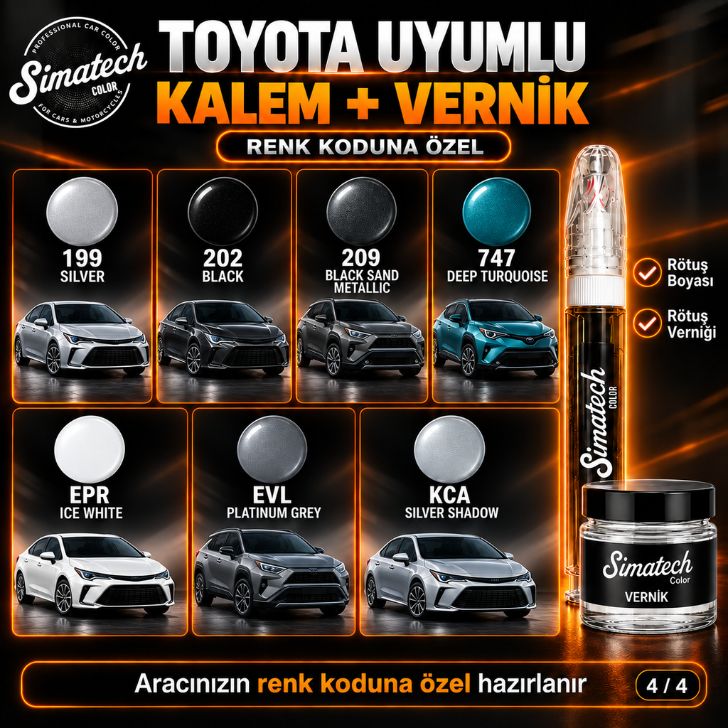 SimatechColor Toyota Uyumlu Rötuş Kalemi + Vernik