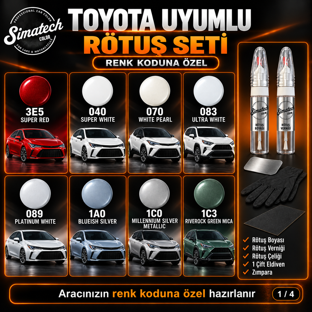 SimatechColor Toyota Uyumlu Çizik Giderici Rötuş Seti