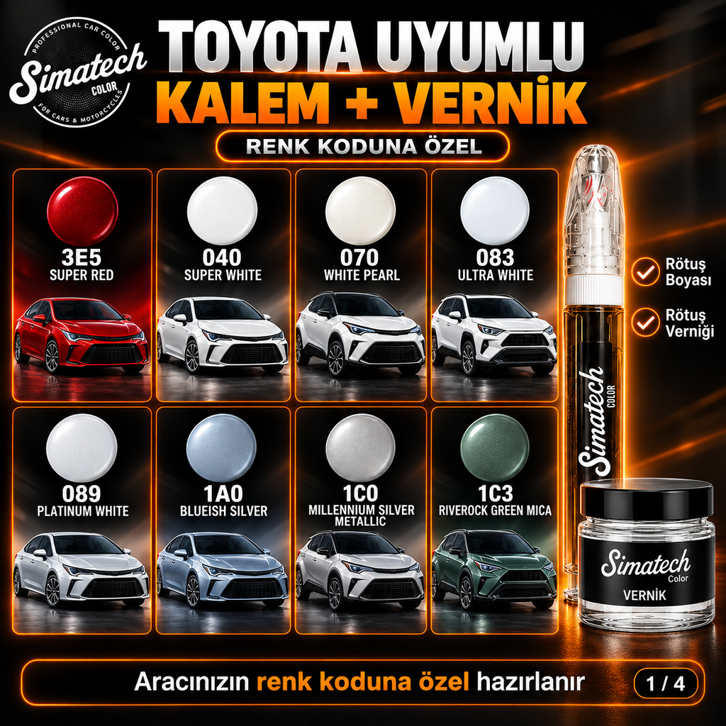 SimatechColor Toyota Uyumlu Rötuş Kalemi + Vernik