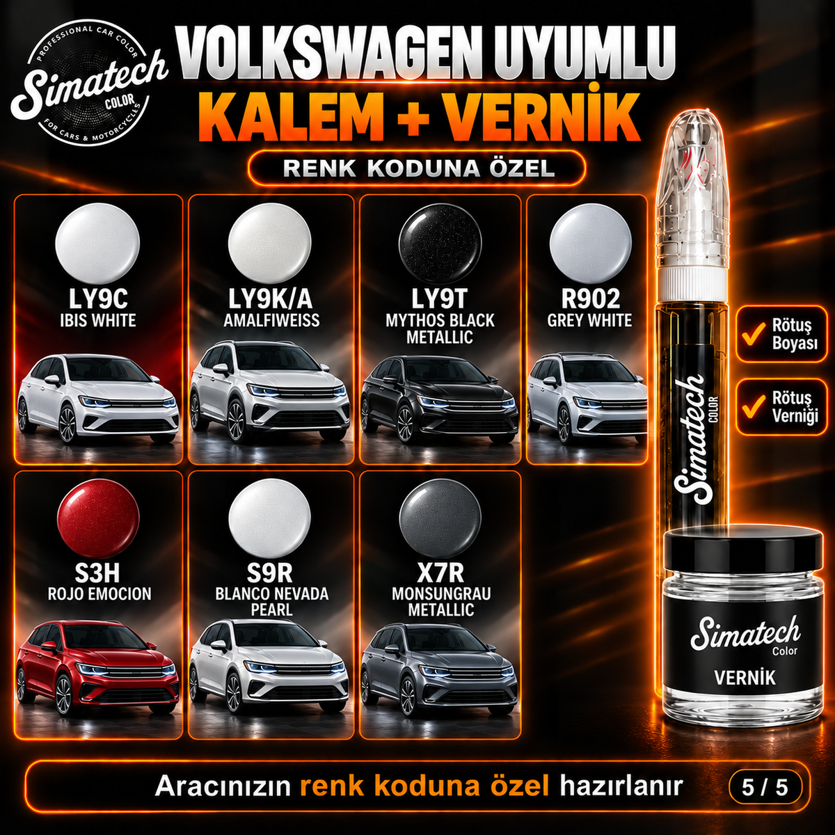SimatechColor Volvo Uyumlu Rötuş Kalemi + Vernik